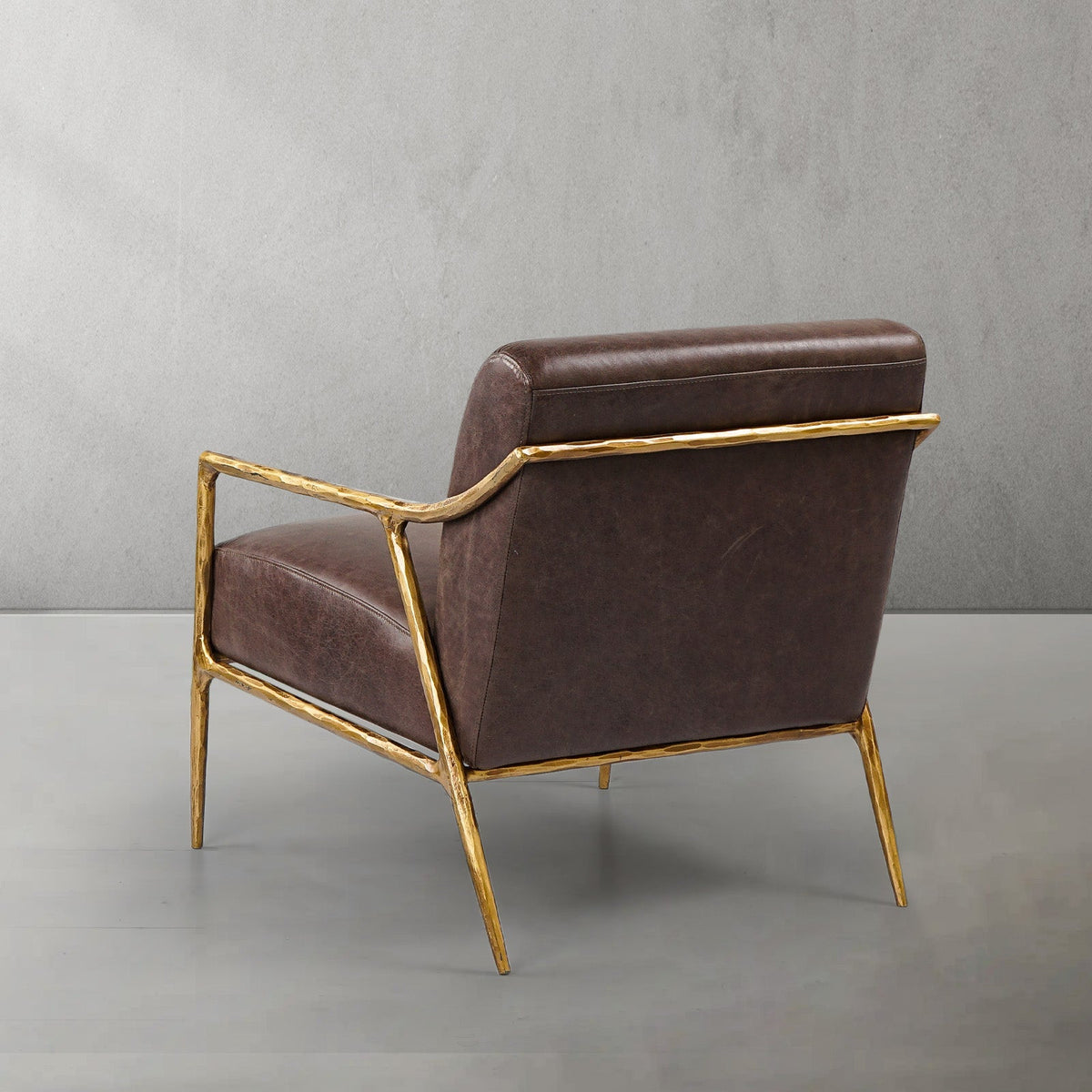 Thaddeus Brown Leather Accent Chair