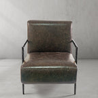 Thaddeus Genuine Brown Leather Accent Chair