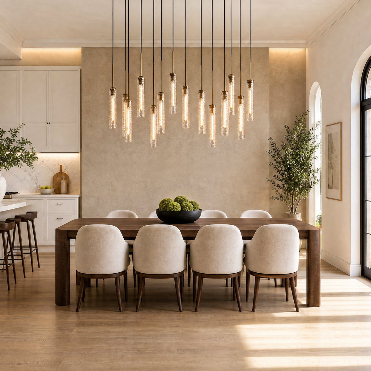 Rillchime Linear Fluted Glass Chandelier