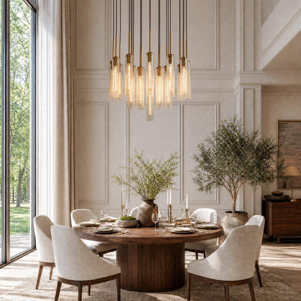 Rillchime Fluted Glass Round Chandelier