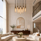 Rillchime Hammered Glass Round Chandelier