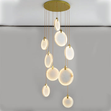 Stoneorbit marble disc Long Round chandelier For Loft