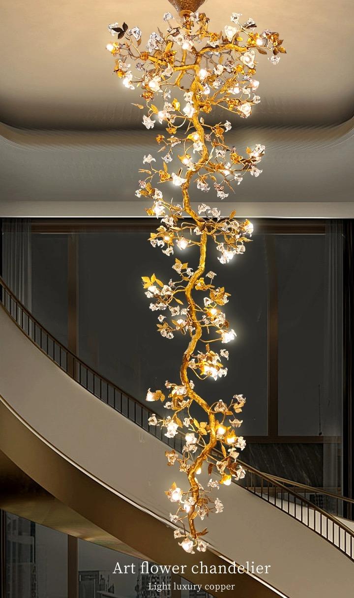 Aosta Flower Staircase Long Branch Chandelier