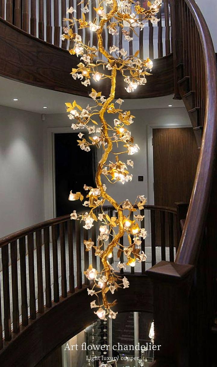 Aosta Flower Staircase Long Branch Chandelier