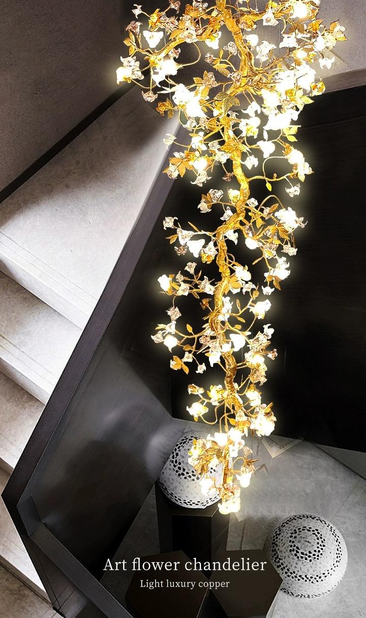 Aosta Flower Staircase Long Branch Chandelier