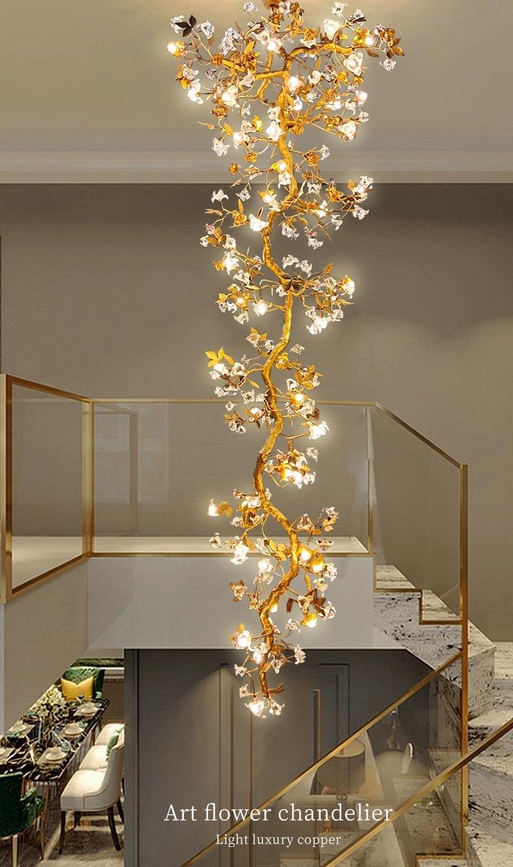 Aosta Flower Staircase Long Branch Chandelier