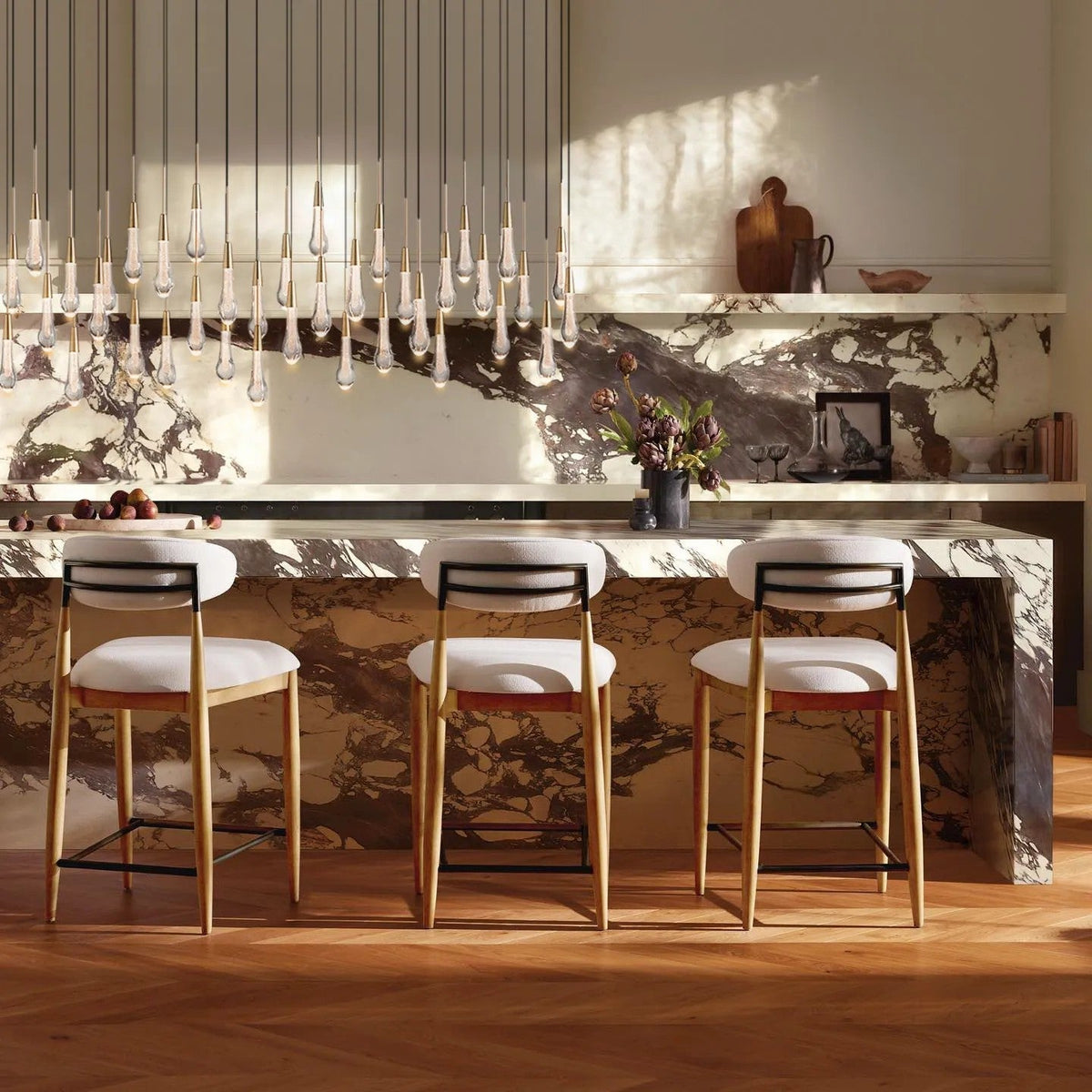 Rillfall Glass Linear Chandelier 87"