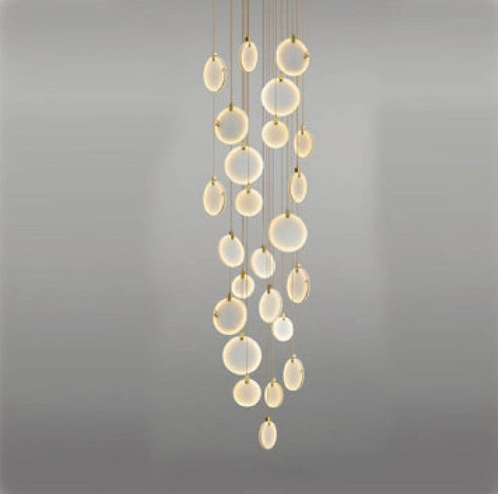 Stoneorbit marble disc Long Round chandelier For Loft