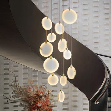 Stoneorbit marble disc Long Round chandelier For Loft
