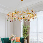 Colorful Crystal Round Branch Chandelier