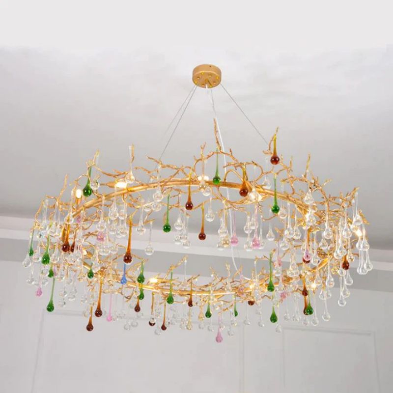 Colorful Crystal Round Branch Chandelier