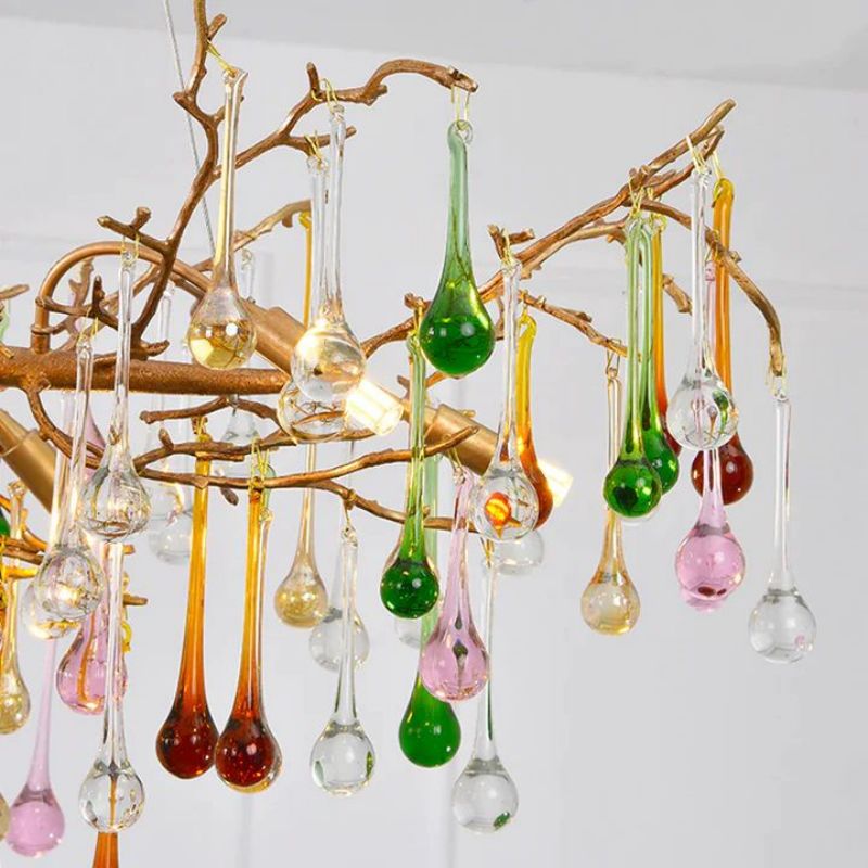 Colorful Crystal Round Branch Chandelier