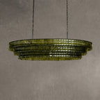 Frostweft Glass Oval Chandelier 54''65''