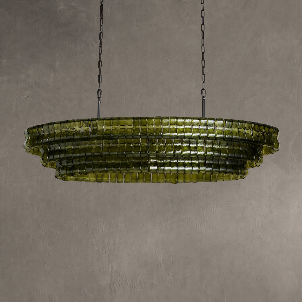 Frostweft Glass Oval Chandelier 54''65''