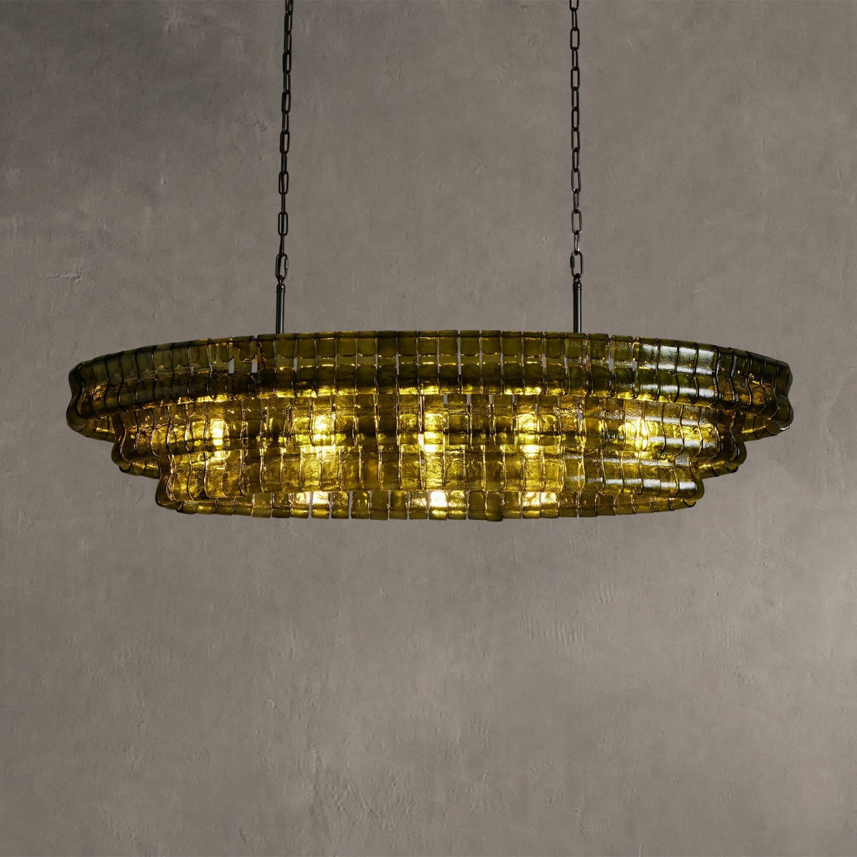 Frostweft Glass Oval Chandelier 54''65''