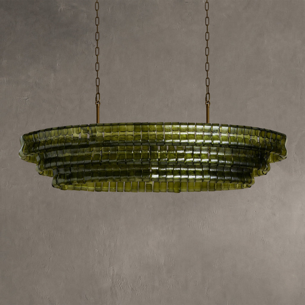 Frostweft Glass Oval Chandelier 54''65''