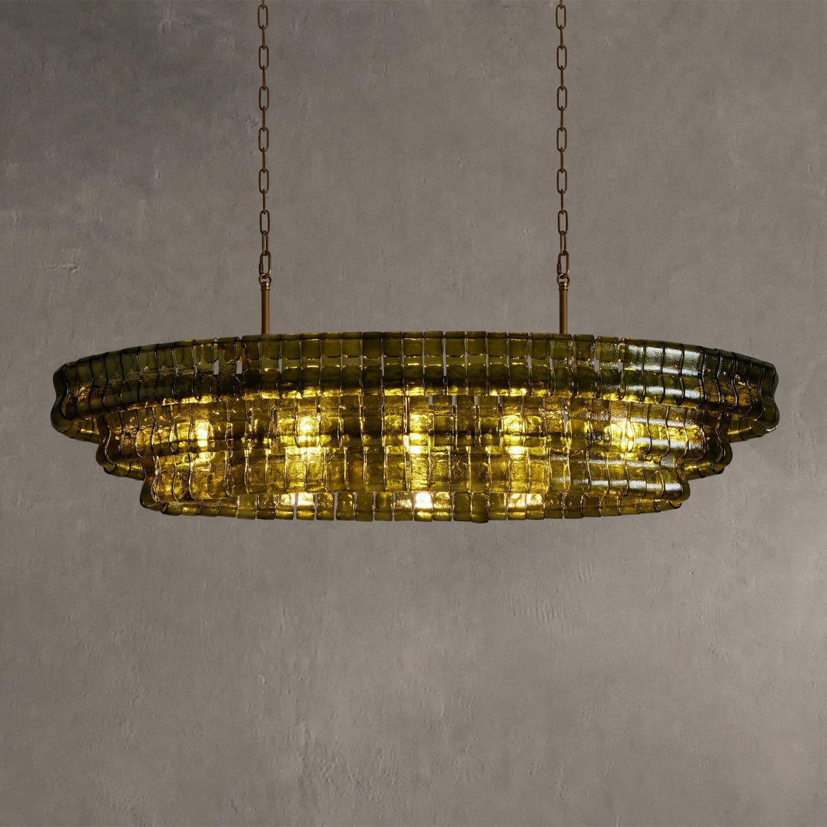 Frostweft Glass Oval Chandelier 54''65''