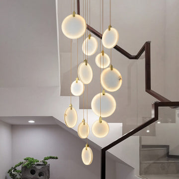 Stoneorbit marble disc Long Round chandelier For Loft