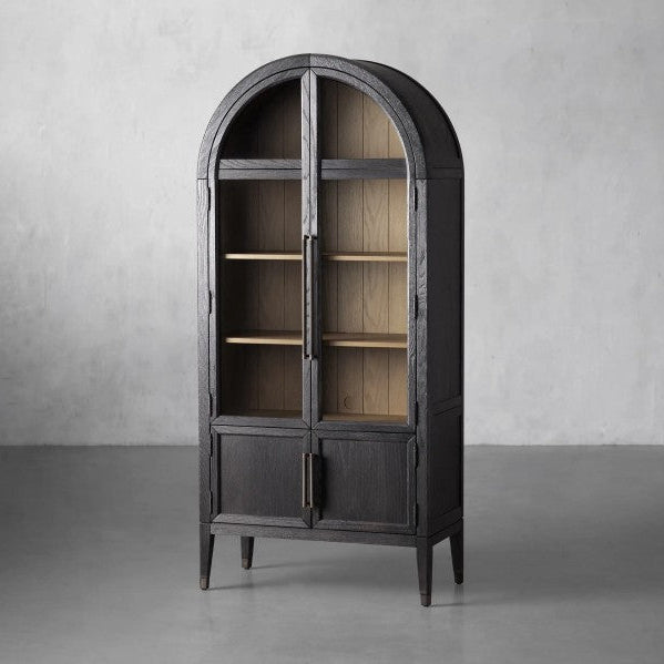 Hatton Glass-Door Oak Cabinet | Modern Farmhouse Design