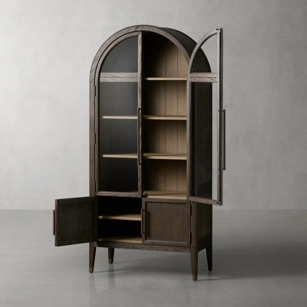 Hatton Glass-Door Oak Cabinet | Modern Farmhouse Design