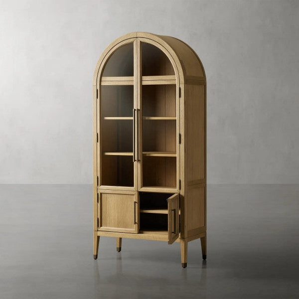Hatton Glass-Door Oak Cabinet | Modern Farmhouse Design
