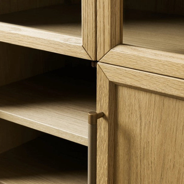 Hatton Glass-Door Oak Cabinet | Modern Farmhouse Design