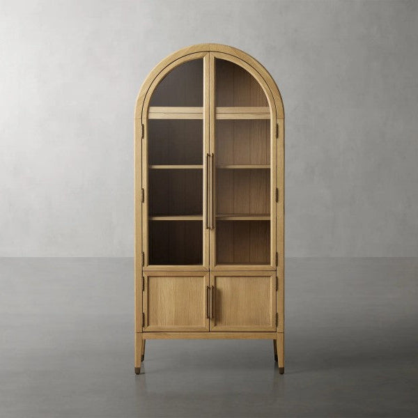 Hatton Glass-Door Oak Cabinet | Modern Farmhouse Design