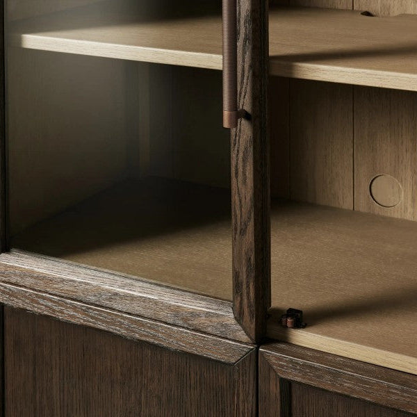 Hatton Glass-Door Oak Cabinet | Modern Farmhouse Design