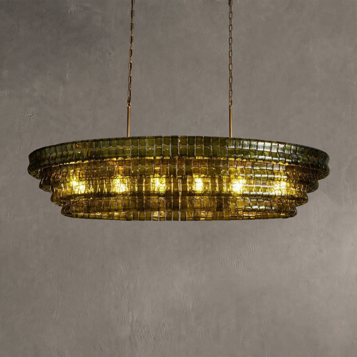 Frostweft Glass Oval Chandelier 54''65''