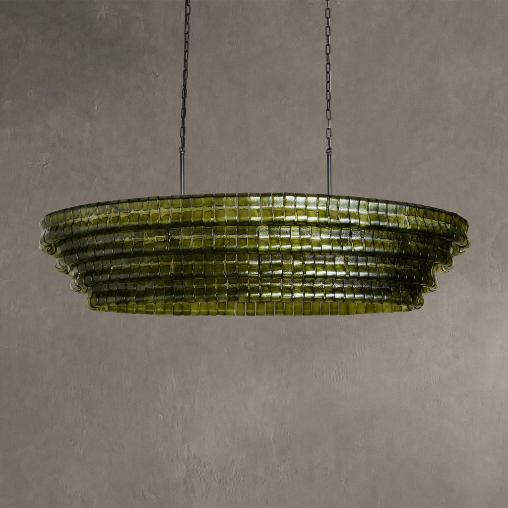 Frostweft Glass Oval Chandelier 54''65''