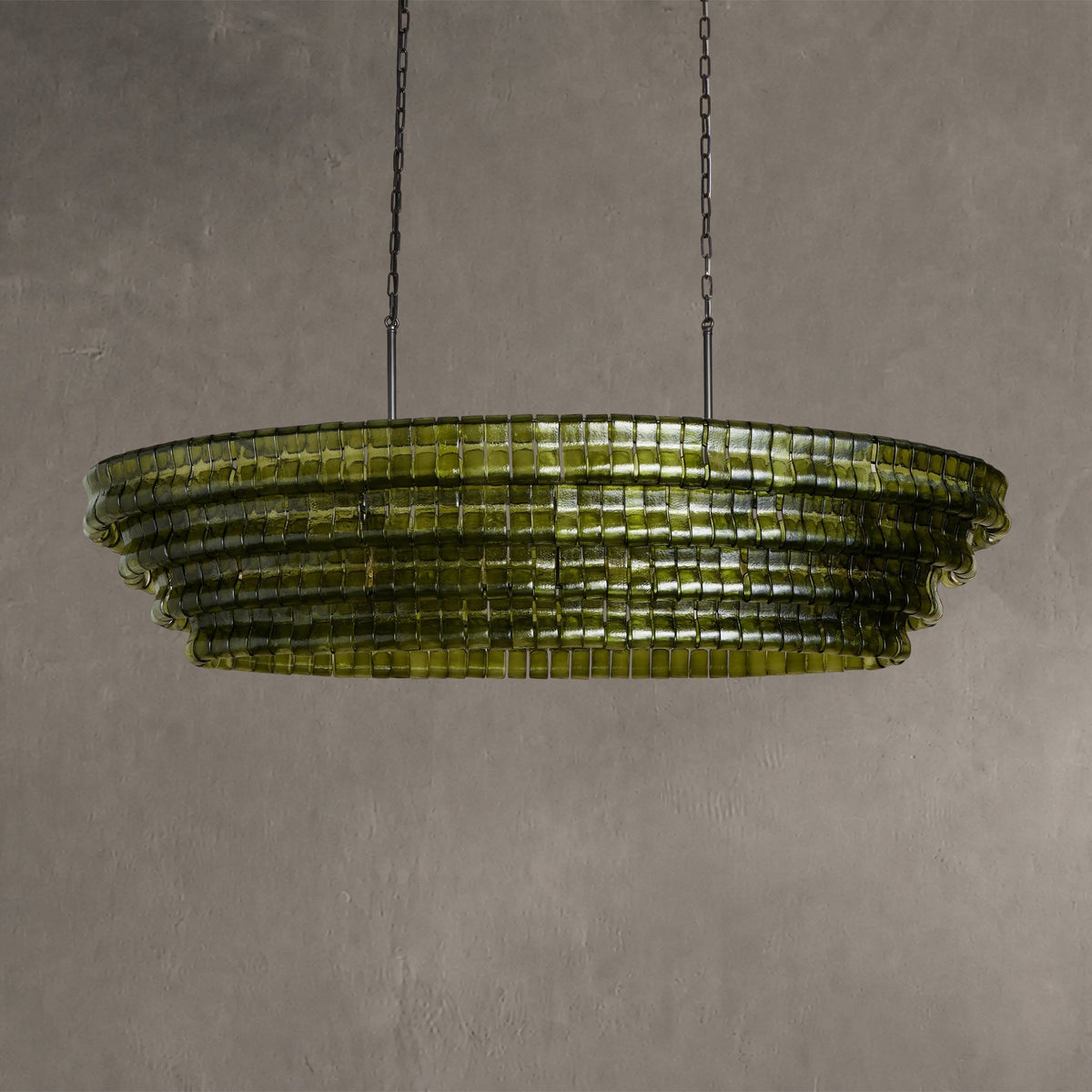 Frostweft Glass Oval Chandelier 54''65''