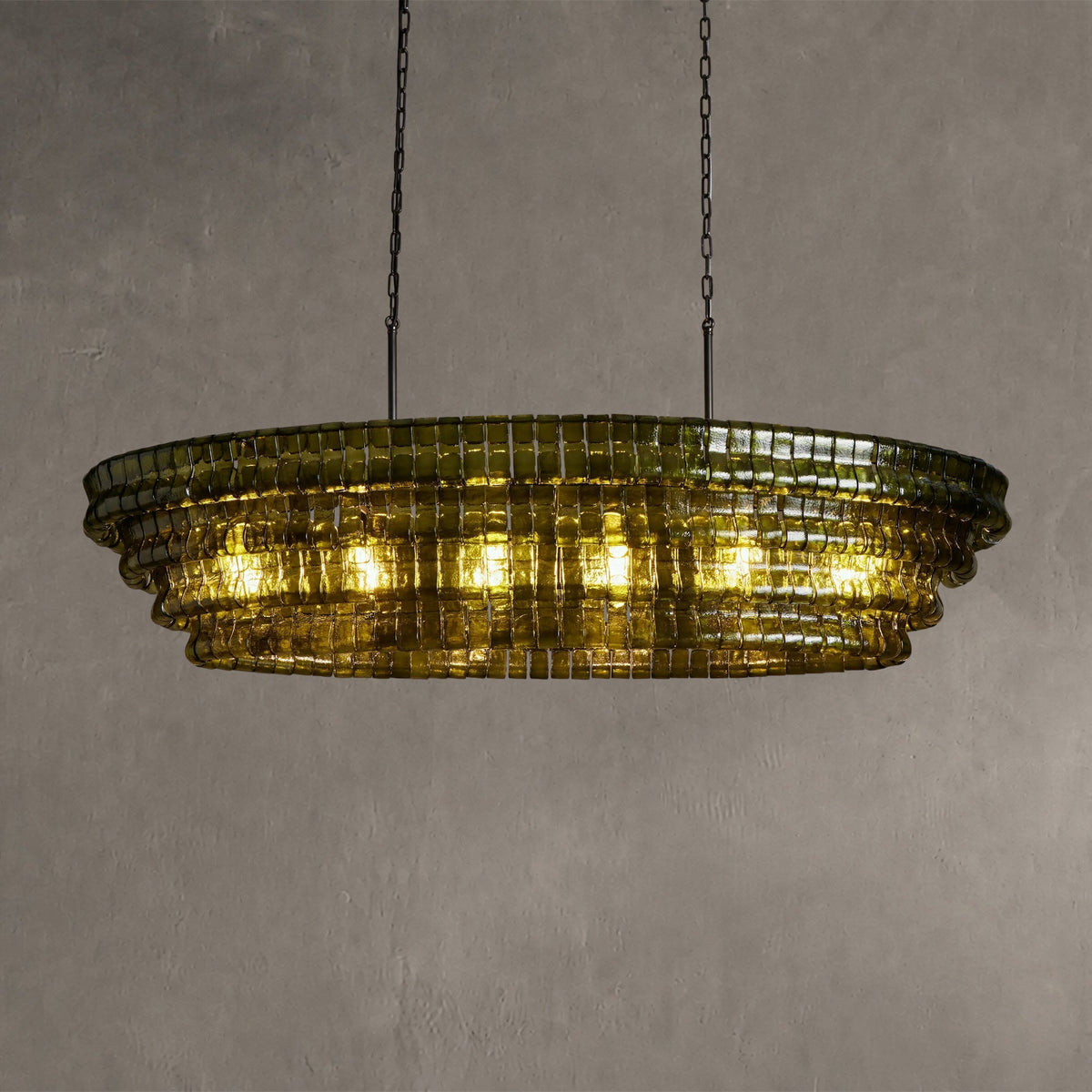 Frostweft Glass Oval Chandelier 54''65''