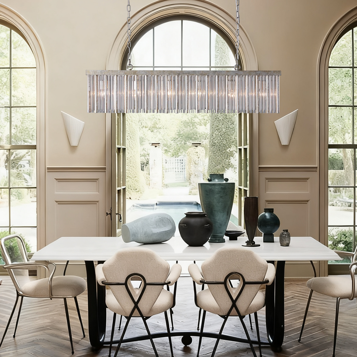 Facetveil Rectangular Chandelier 48''