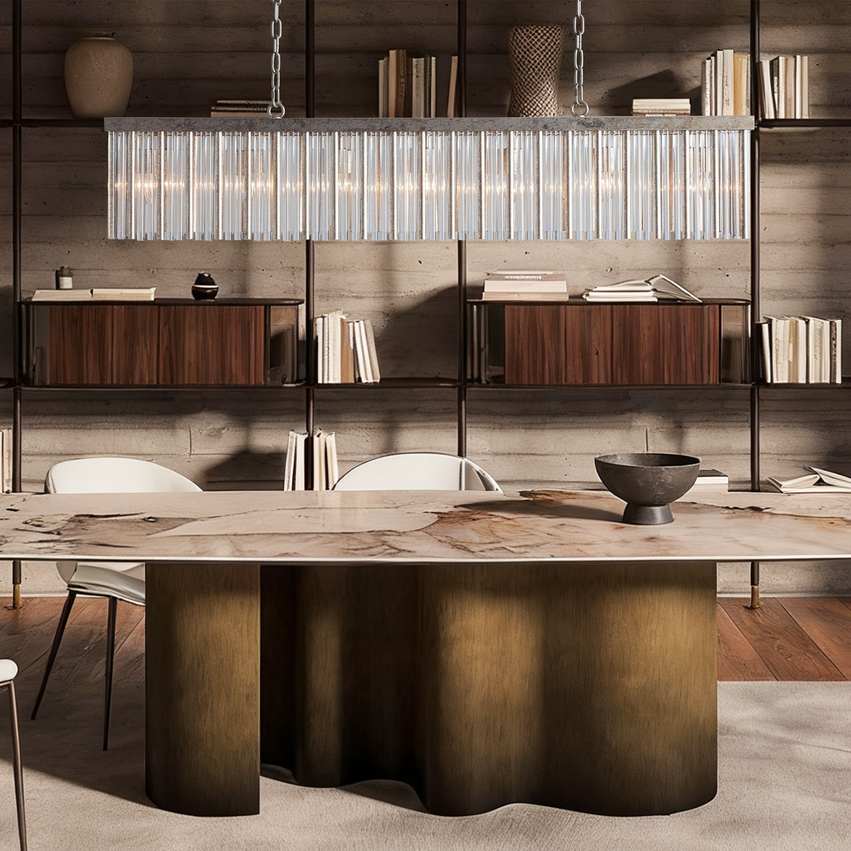 Facetveil Rectangular Chandelier 56"