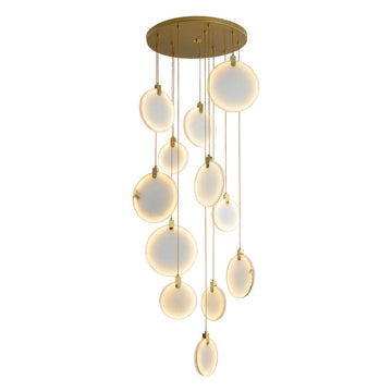 Stoneorbit marble disc Long Round chandelier For Loft