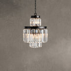 Prismcourt 6-Light Chandelier Faceted Glass Crystals Rustic Iron Frame