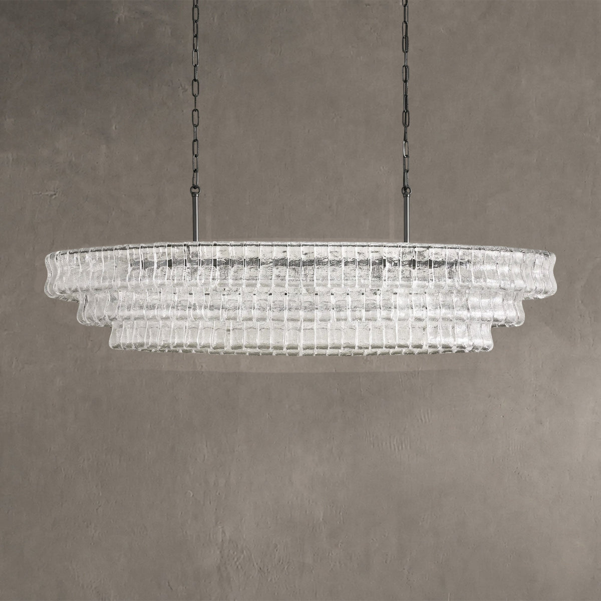 Frostweft Glass Oval Chandelier 54''65''