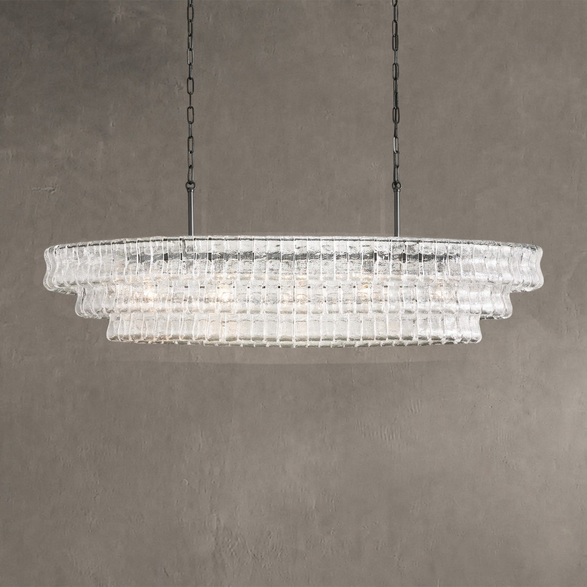 Frostweft Glass Oval Chandelier 54''65''