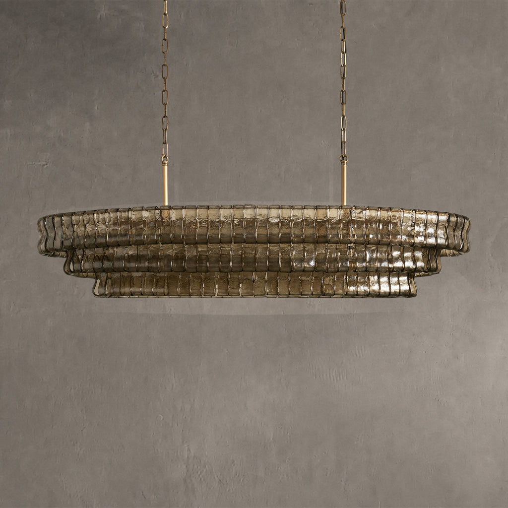 Frostweft Glass Oval Chandelier 54''65''
