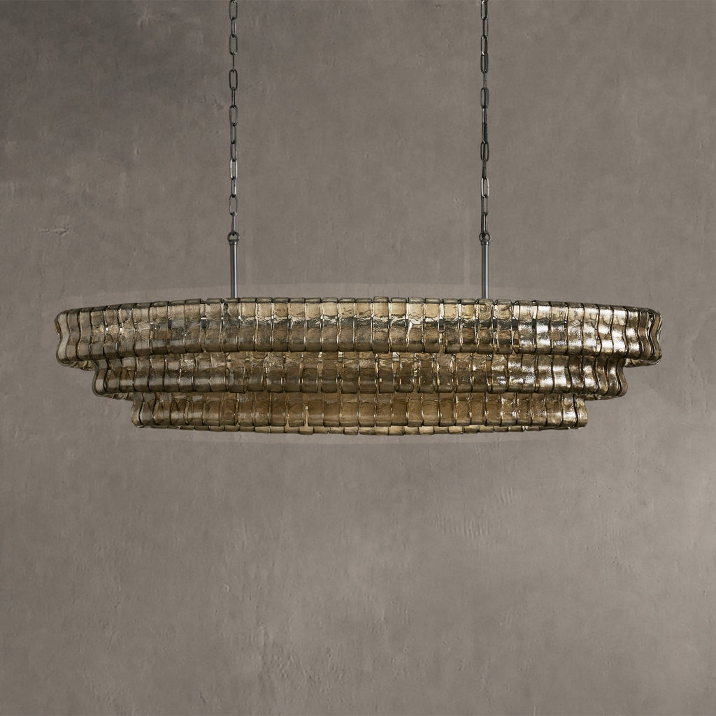 Frostweft Glass Oval Chandelier 54''65''