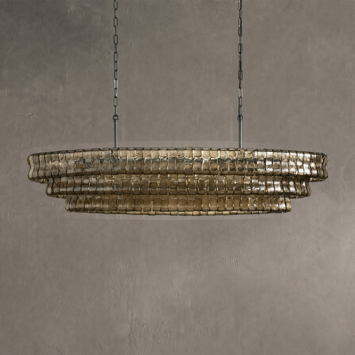 Frostweft Glass Oval Chandelier 54''65''