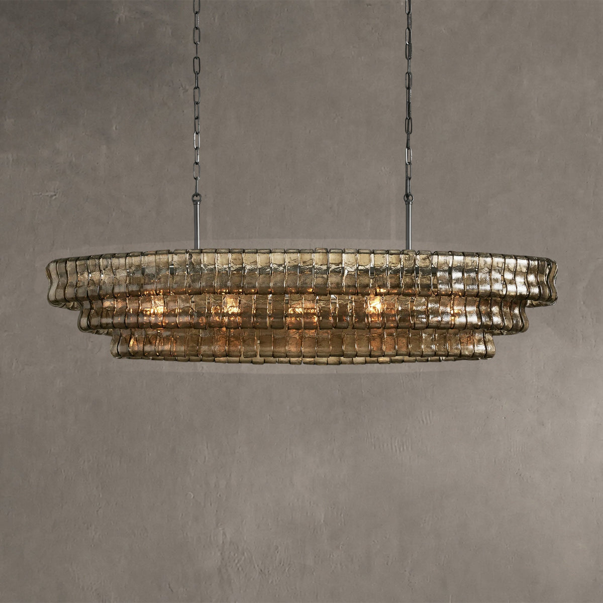 Frostweft Glass Oval Chandelier 54''65''