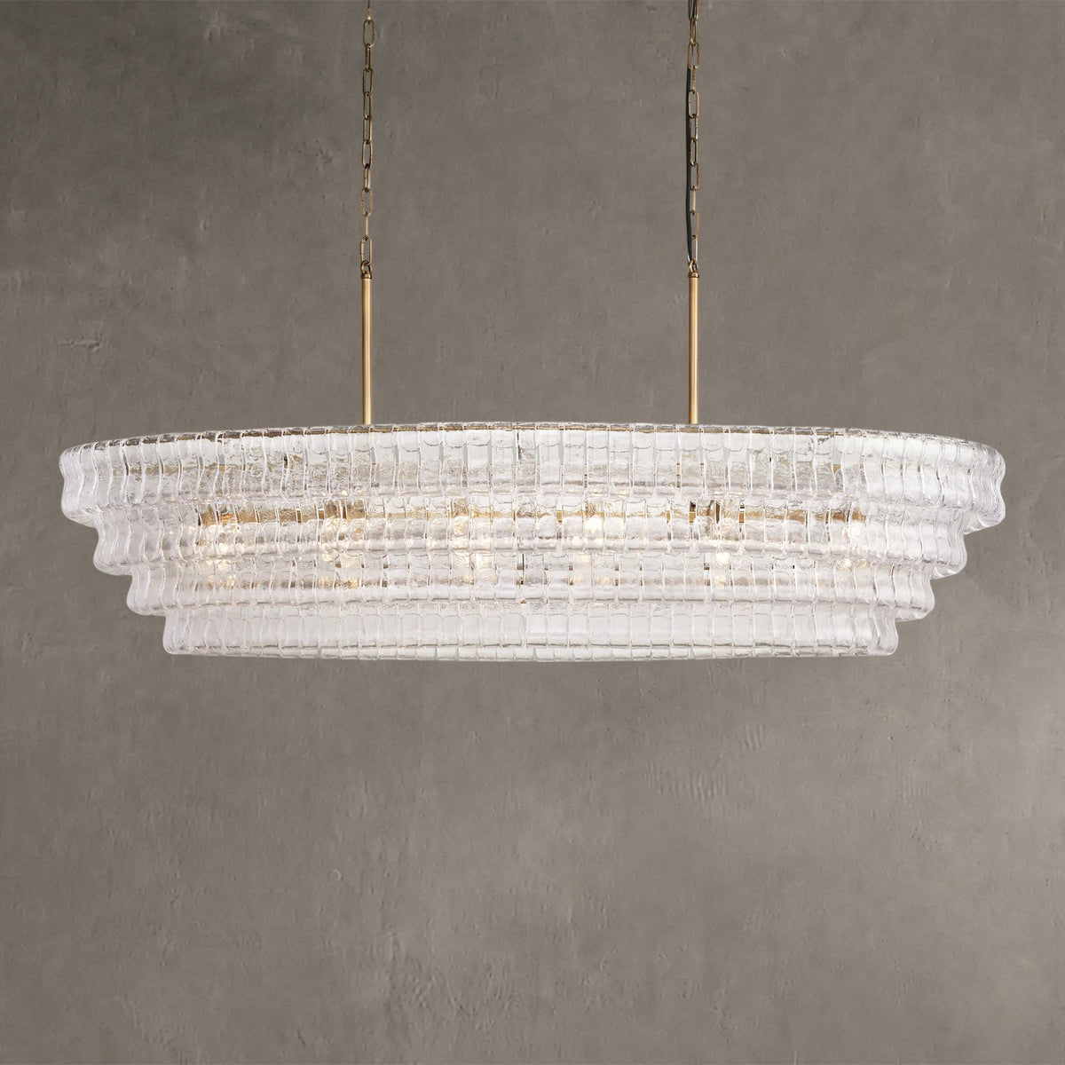 Frostweft Glass Oval Chandelier 54''65''