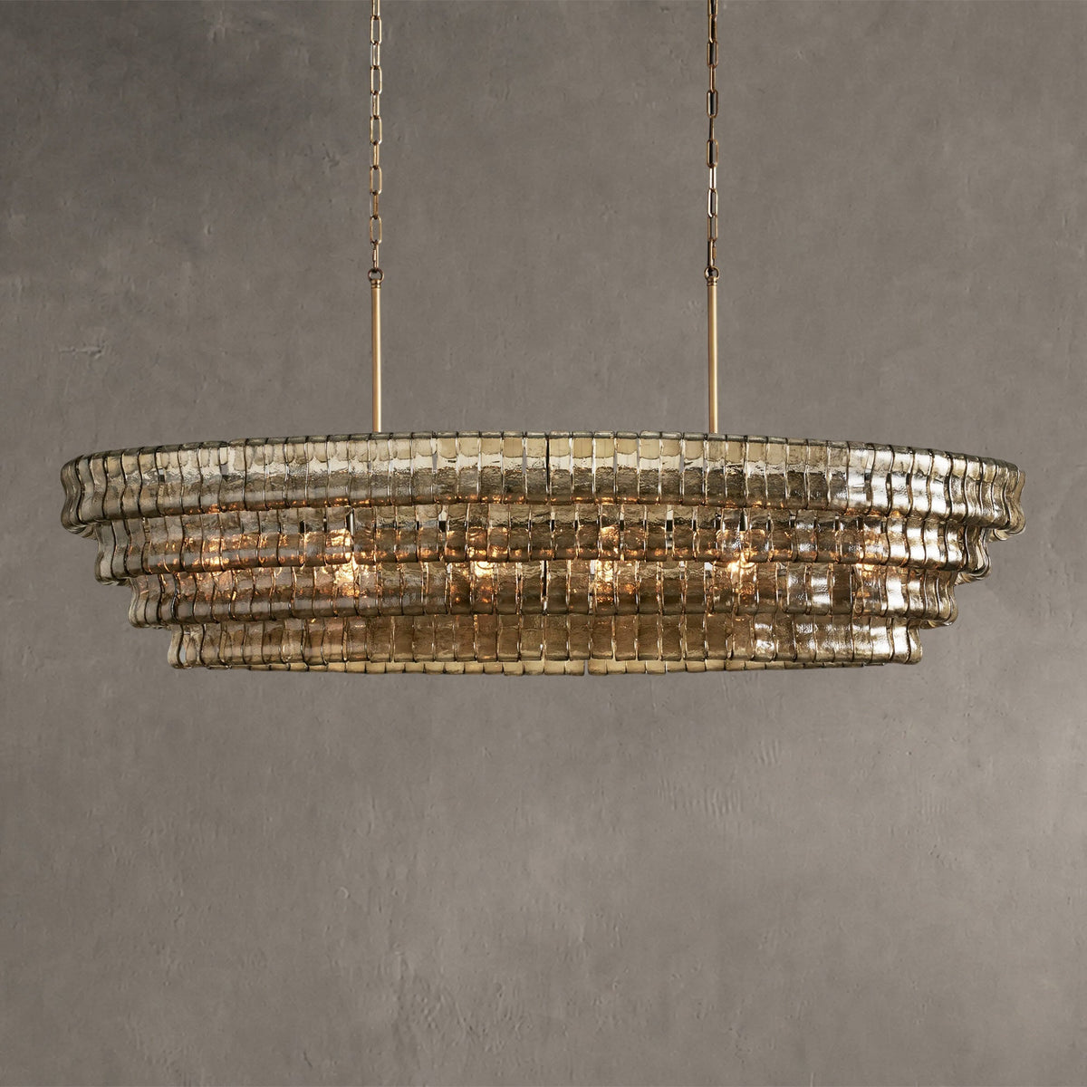 Frostweft Glass Oval Chandelier 54''65''
