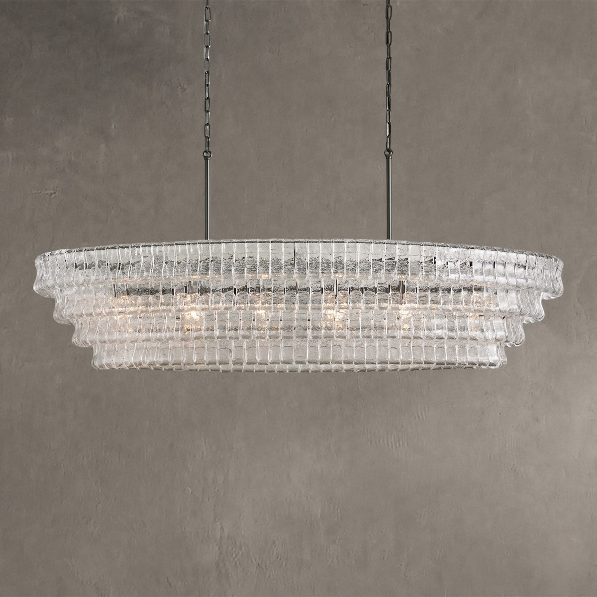 Frostweft Glass Oval Chandelier 54''65''
