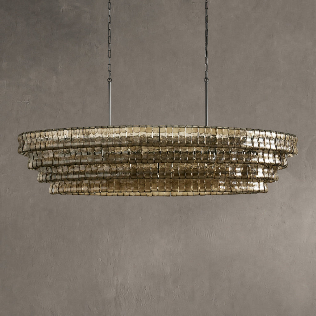 Frostweft Glass Oval Chandelier 54''65''