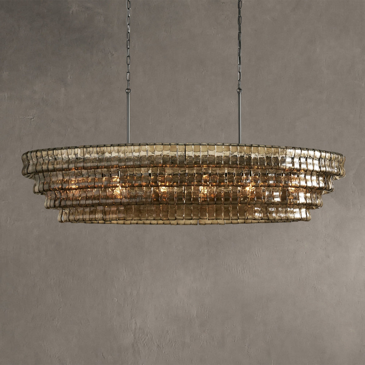 Frostweft Glass Oval Chandelier 54''65''