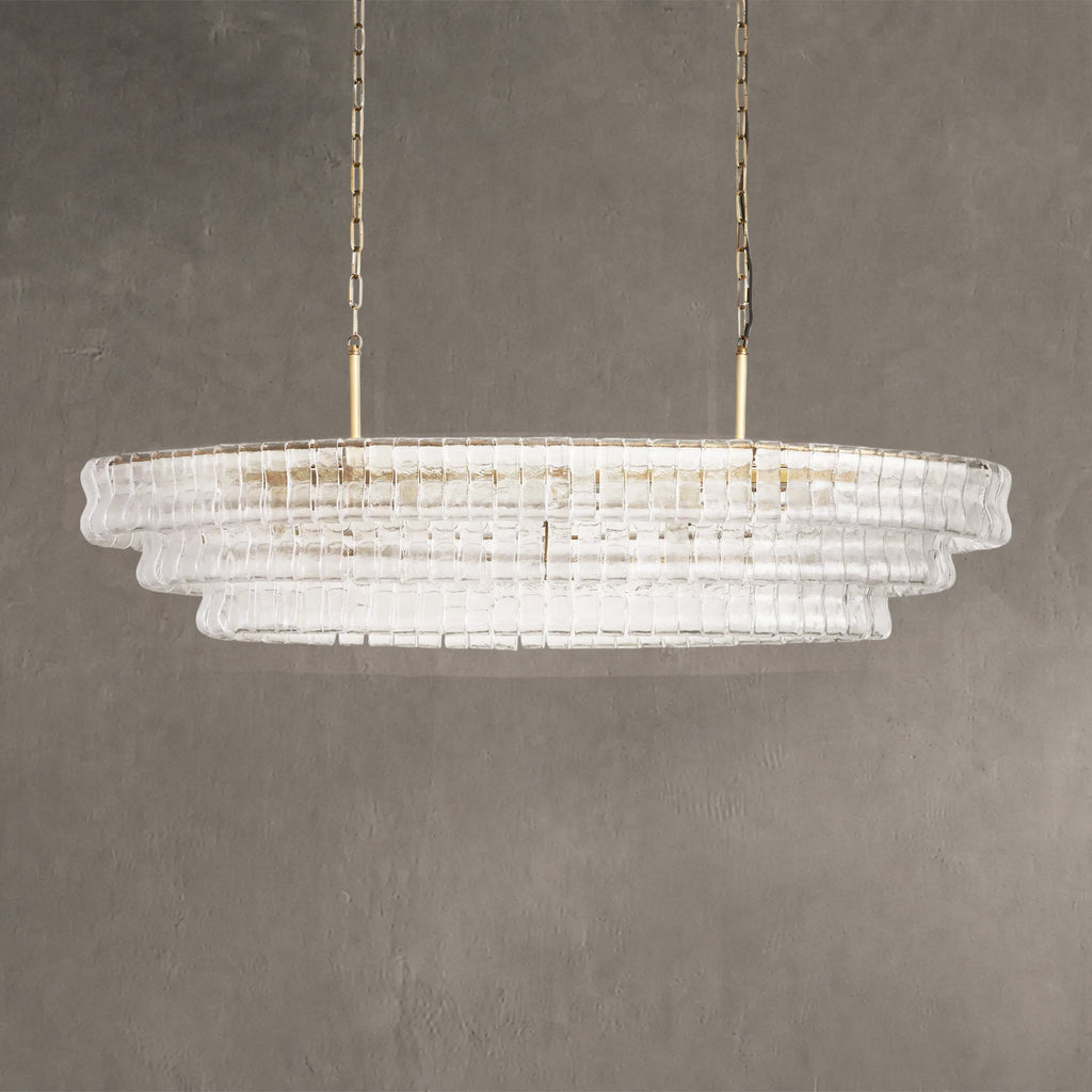 Frostweft Glass Oval Chandelier 54''65''