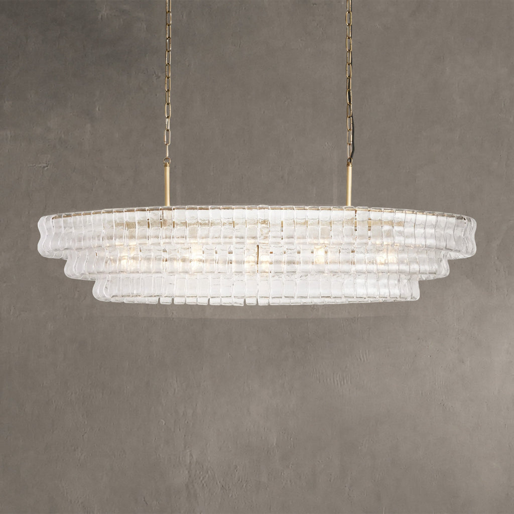 Frostweft Glass Oval Chandelier 54''65''