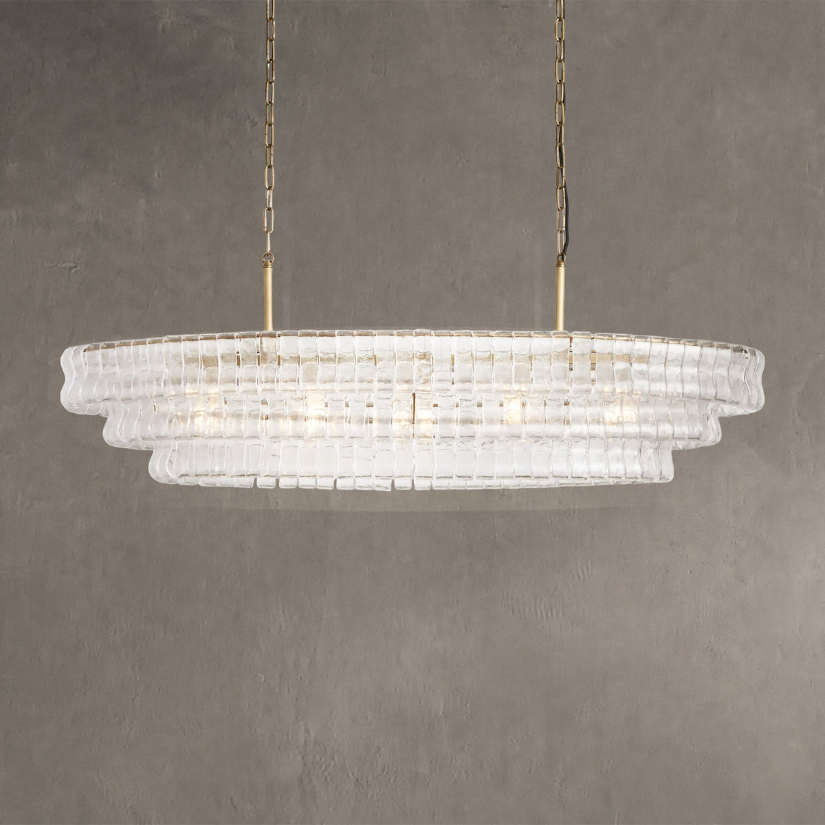 Frostweft Glass Oval Chandelier 54''65''